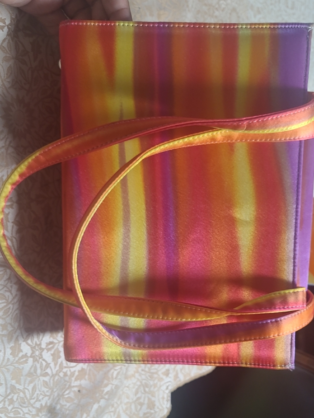 Colorful Stripe Shoulder Bag - Pink, Orange & Yellow